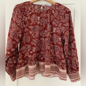 Veronica Beard Cotton Floral Peplum Blouse, Size 10